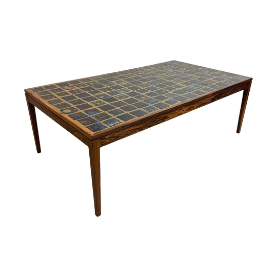 Restored Mid Century Danish Rosewood Tile Topped Coffee Table