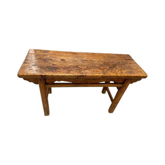 1664: Vintage Antique Chinese Wooden Console Rustic Narrow Altar Side Table