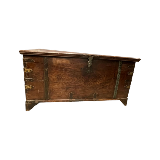 Vintage Antique Wooden Trunk / Chest - Rustic Timber Storage Box