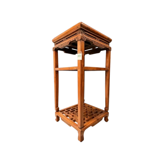 1665: Antique Chinese Square Wooden Pedestal Table