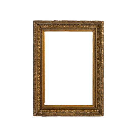Beautiful Antique French 19th Century giltwood frame, richly carved featuring intricate floral motifs and beaded detail in a beautifully distressed and aged frame addicting to its ornate character.