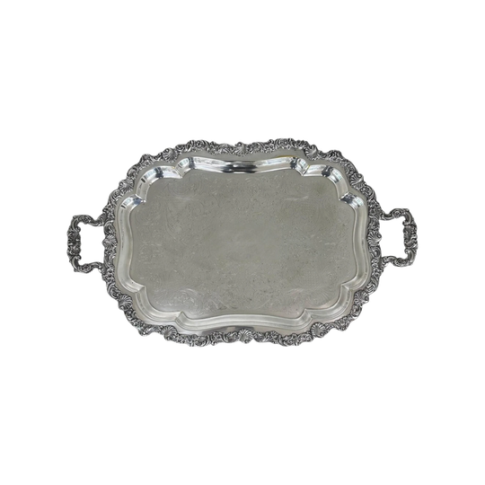 Victorian Loveland Rose silver plate serving tray Sheffield c.1900