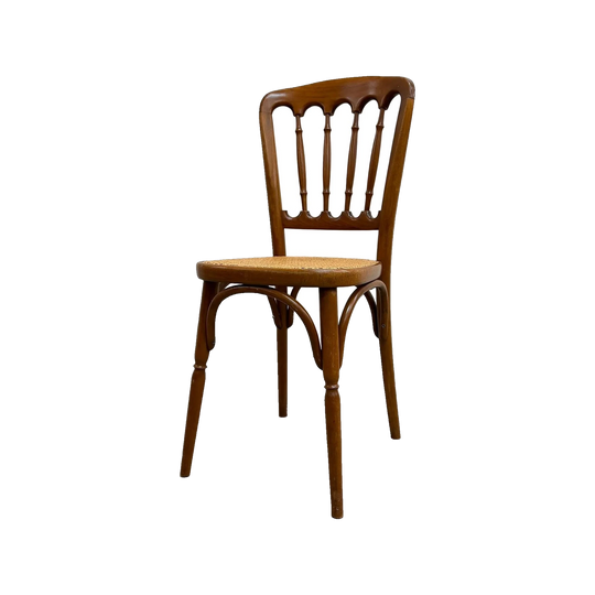 Set Of 6 Mid Century Bentwood And Rattan Dining Chairs By Ligna*