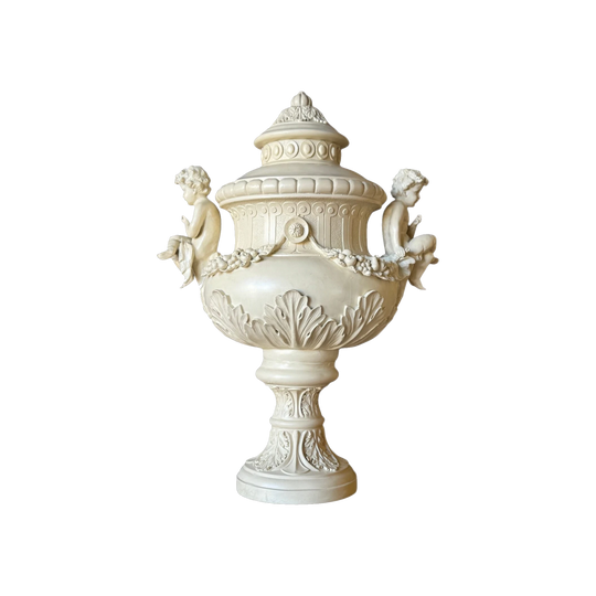 Large Classical Style Cream Cherub Urn