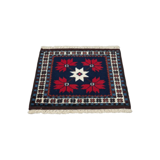 Vintage Yagcibedir rug from Western Anatolia circa 1990s (45x47cm)