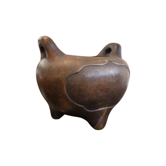 Antique engraved  bronze tripod Censer (Ming)