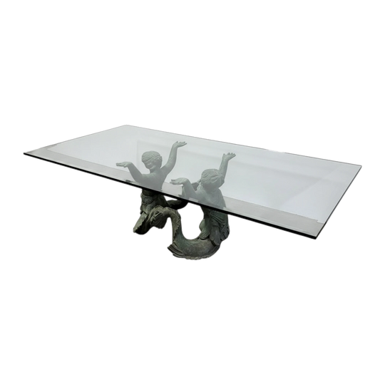 Bronze and Glass Italian “Putti di Mare” Coffee Table, 1970s