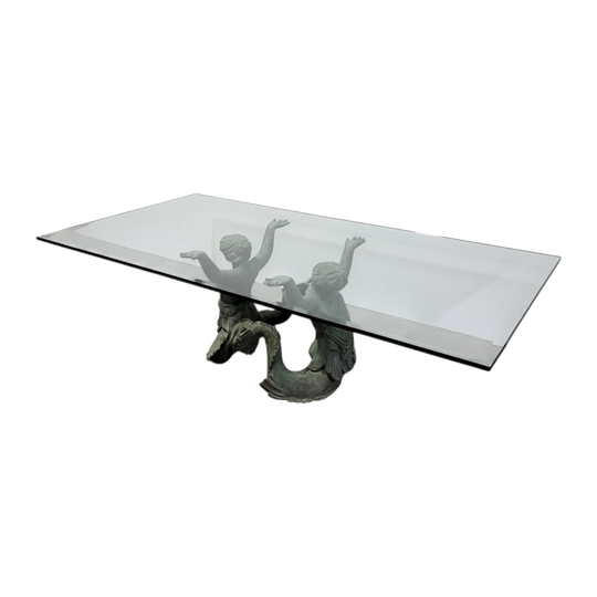 Bronze and Glass Italian “Putti di Mare” Coffee Table, 1970s