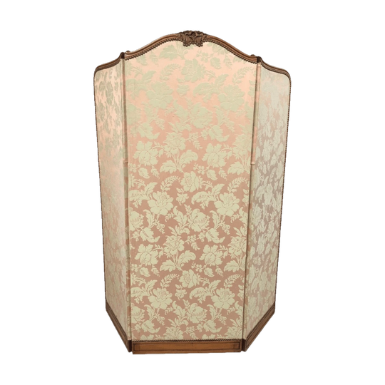 Rare Antique French Walnut Louis XVI Style Upholstered 3 Fold Screen/Divider