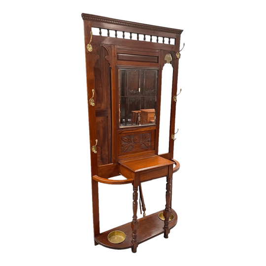 Carved Edwardian Walnut Hallstand