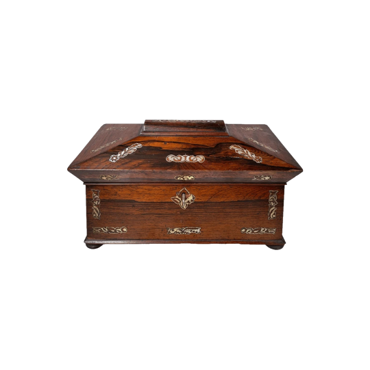 William IV (1835) Rosewood Tea Caddy with MOP Inlay.