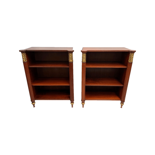 Very Attractive Pair Vintage Louis XVI Diminutive Mahogany Bookshelves