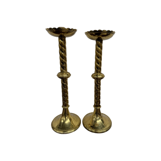 Pair of French Antique 19th Century Gilt Brass Candlestick