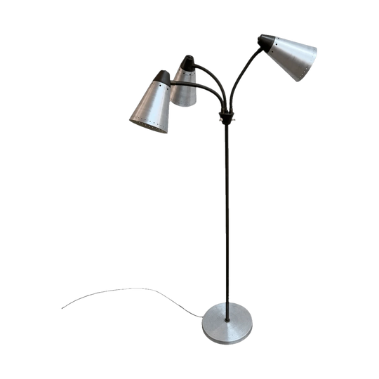 Mid Century Triple Shade Goose Neck Floor Lamp*