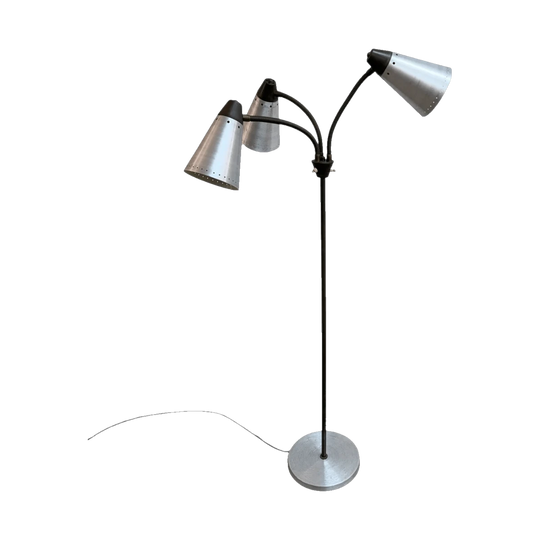 Mid Century Triple Shade Goose Neck Floor Lamp*