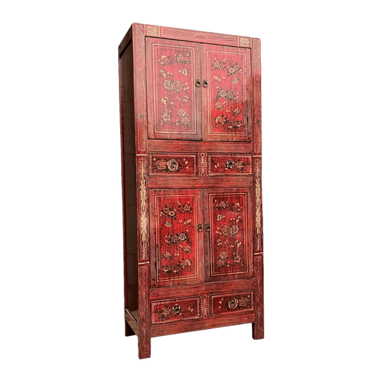 Chinese Red Lacquered Storage Cabinet