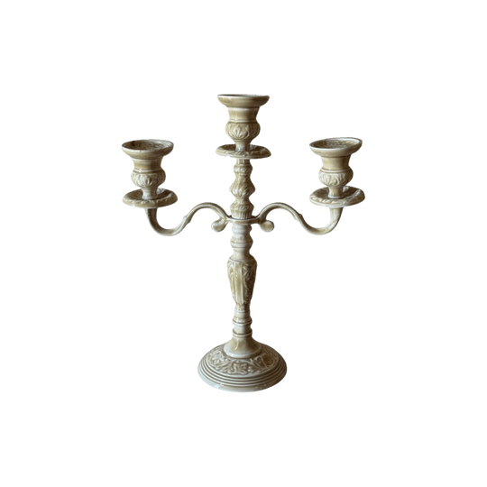 Vintage 3-Arm Taper Candelabra with Glazed Effect