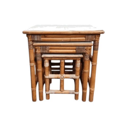 Set of 3 Vintage "Reetex" Nest of Cane Side Tables