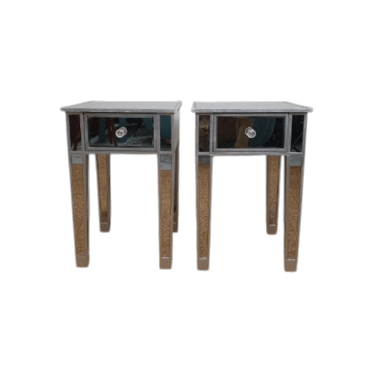 Pair of Mirrored 1 Drawer Bedside Tables