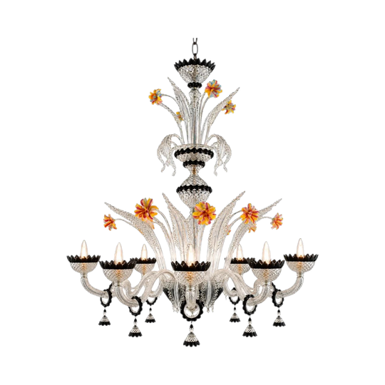 Black and Clear Murano Chandelier