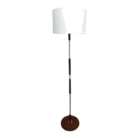 Mid Century Teak Floor Lamp with Brass Details