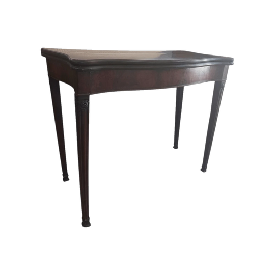 Antique Mahogany Serpentine Fold-Over Console Games Table