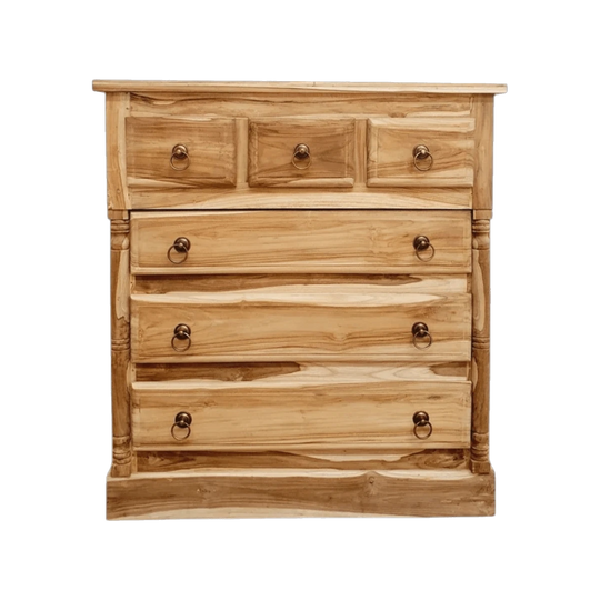 CLASSIC Hand Carved 6 Drawer Tallboy - RAW
