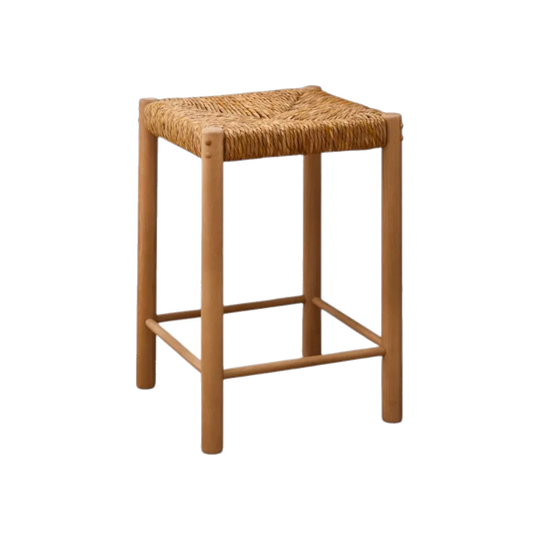 65cm Nadia Ash wood and hand woven rush backless bar stool