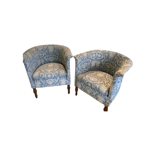 TIMELESS ELEGANCE SET 2 ANTIQUE EDWARDIAN TUBCHAIRS c.1901-1910