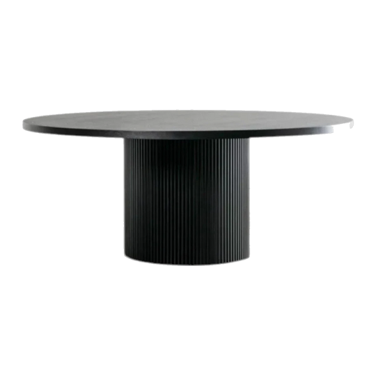 Vitolo Round Dining Table Black Noir Wood Grain 180cm