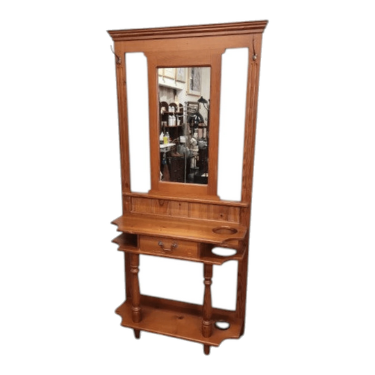Vintage Pine Hall Stand with Mirror
