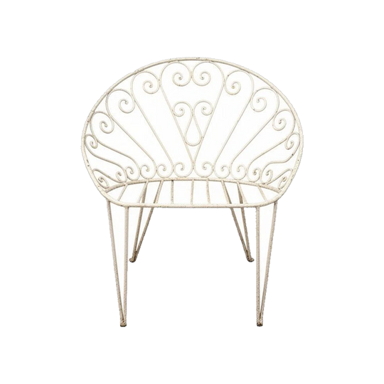 Antique French White Iron Chair