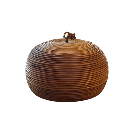 Vintage reeded bamboo ceiling light - Crespi style