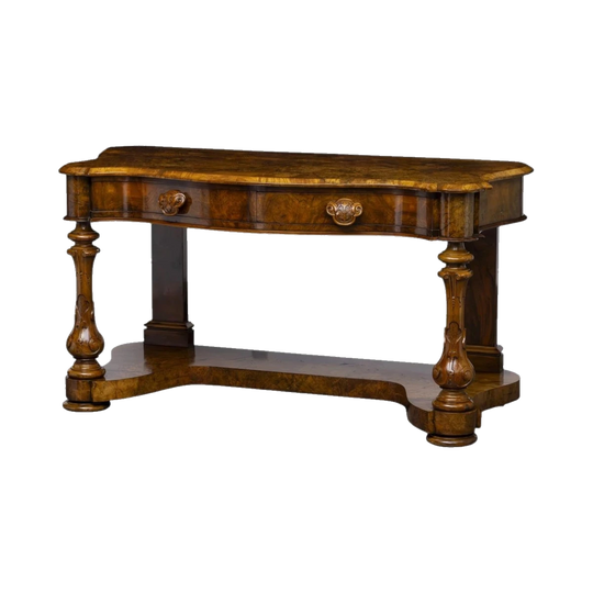 Victorian Pier/Console Table in Walnut with Carved Handles