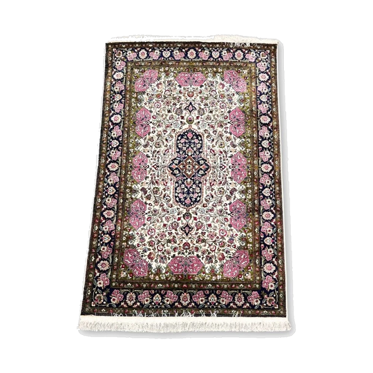 Kashmir Indian silk carpet 100 x 150cm