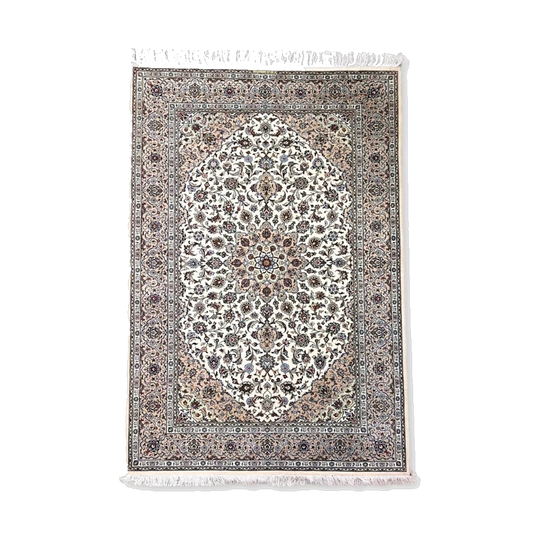 Superb finely knotted silk Persian Kashan carpet