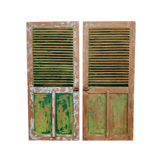 VINTAGE Balinese Blue Louvre Window Shutters
