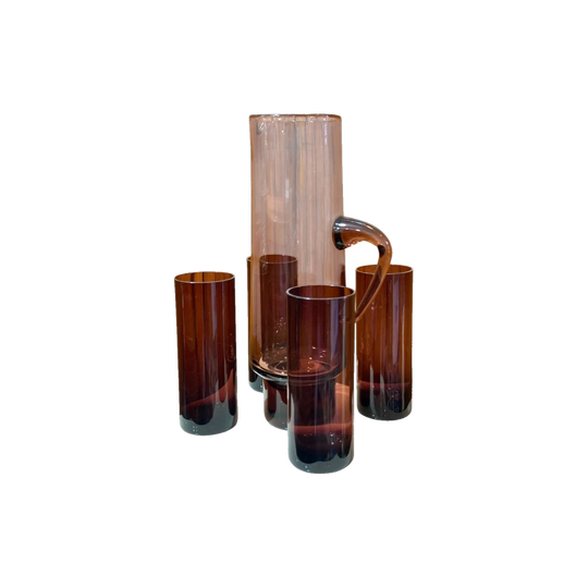 Vintage Polish Purple Glass Jug & Tumblers