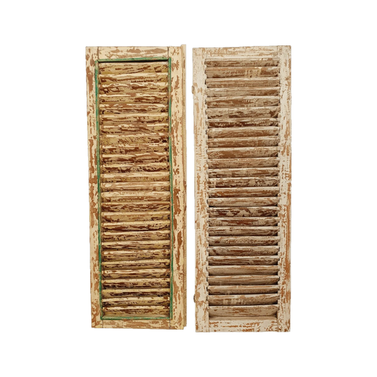VINTAGE Balinese Natural Louvre Window Shutters