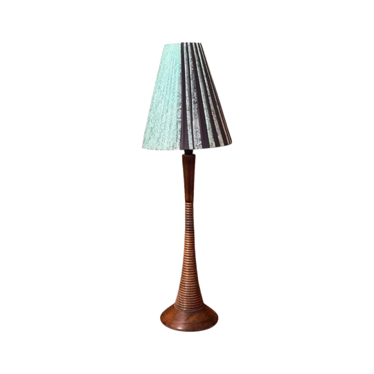 Mid-Century Timber Pedestal Table Lamp