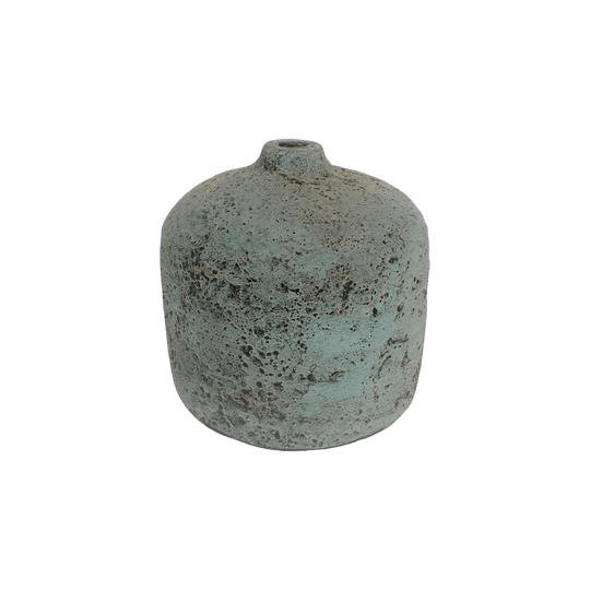 Rustic Aqua Terracotta Round Vase