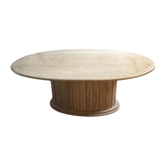 Vintage Italian oval travertine dining table