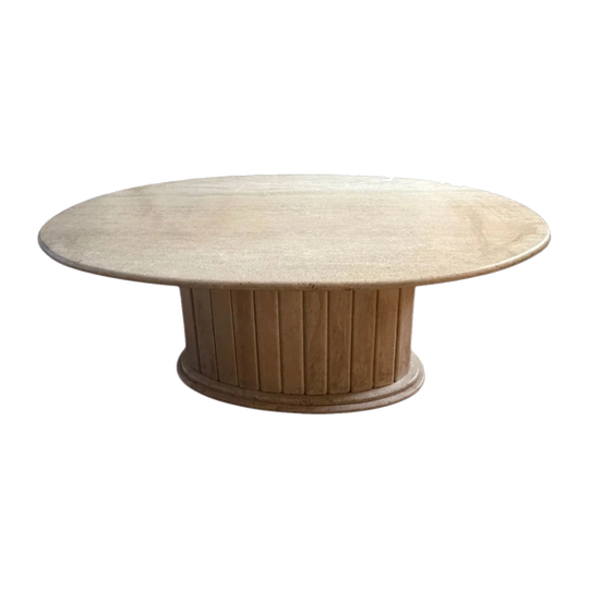 Vintage Italian oval travertine dining table