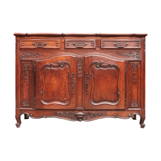 Antique French Oak Sideboard with Three Drawers Two Door Cupboard