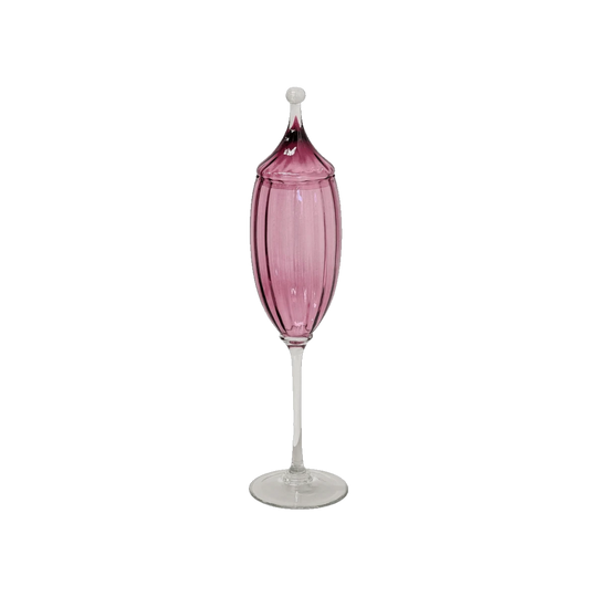 Empoli Optic Glass Apothecary Jar in Cranberry, c. 1960