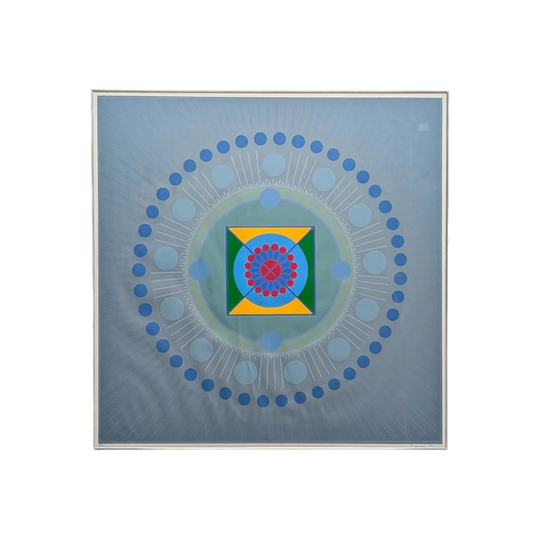Geometric Op Art Silk Screen Print by T. Korakas, 1972