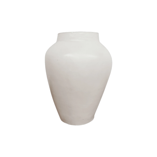 Terracotta White Vase With Rattan Handles