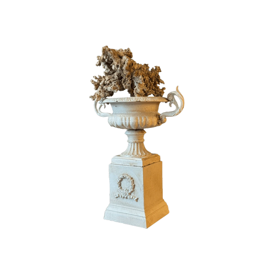 Cast Iron Neoclassical Urn on Pedestal Base
