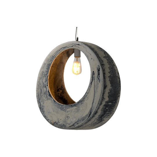Sculptural Fibreglass Pendant Light in Marble Effect, Custom Made