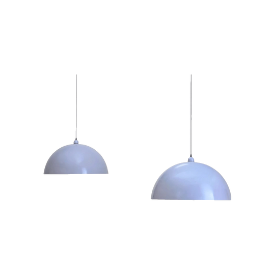 Spun Metal Dome Pendant Light in Dove Grey Enamel, 62cm
